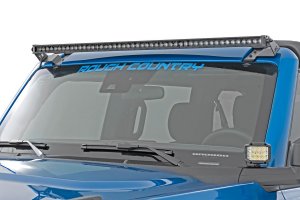 LED Light Bar - Rough Country - Single Row, Cool White DRL - Black
